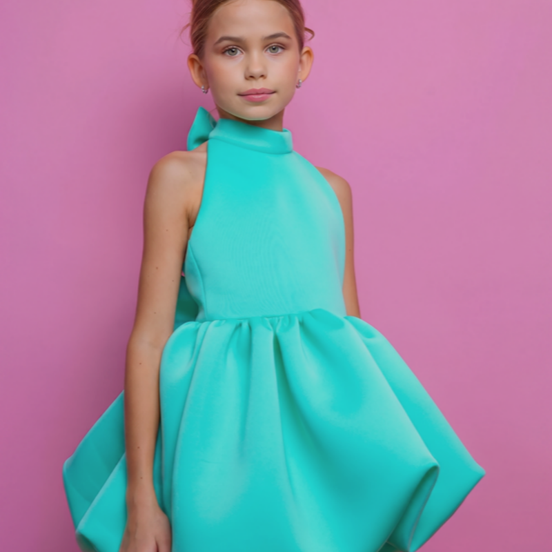 SCUBA KNIT Bow Sleeveless Short Dresses - image 2