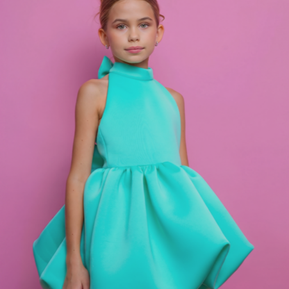 SCUBA KNIT Bow Sleeveless Short Dresses - image 2