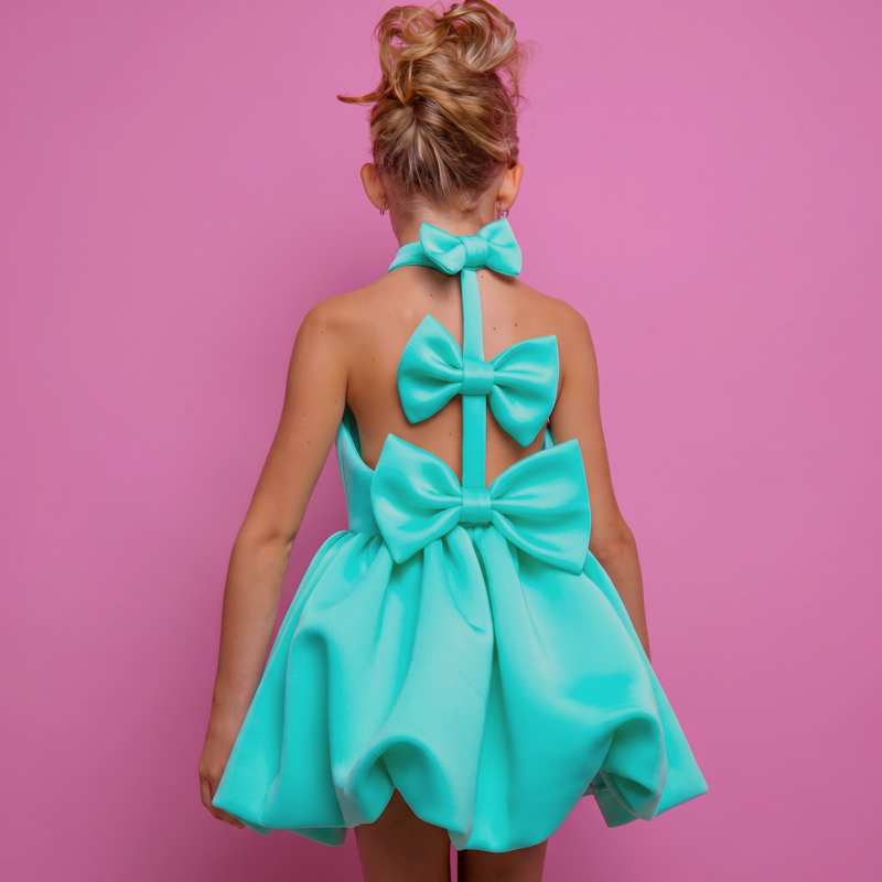 SCUBA KNIT Bow Sleeveless Short Dresses - image 3