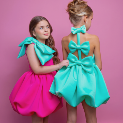 SCUBA KNIT Bow Sleeveless Short Dresses - image 4