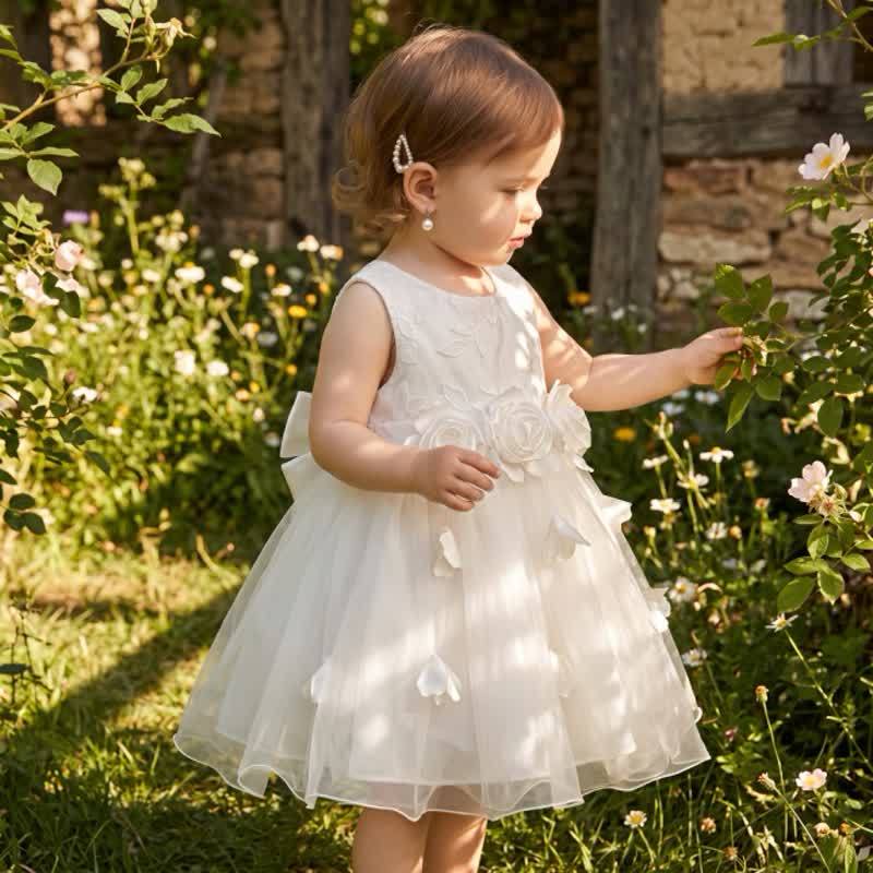Silk Fabrics Rosette Sleeveless Short Dresses - image 3