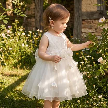 Silk Fabrics Rosette Sleeveless Short Dresses - image 3