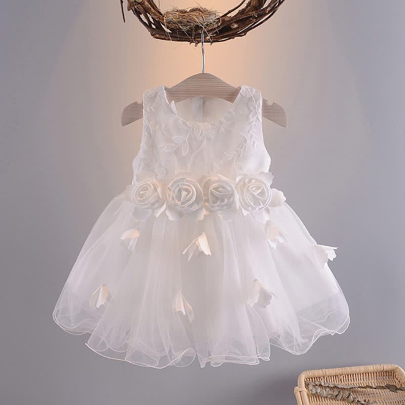 Silk Fabrics Rosette Sleeveless Short Dresses - image 2