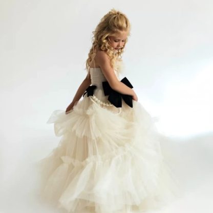 Mesh Bow Imitation Pearls  Ruched Gathered Sleeveless Maxi Dresses - image 2