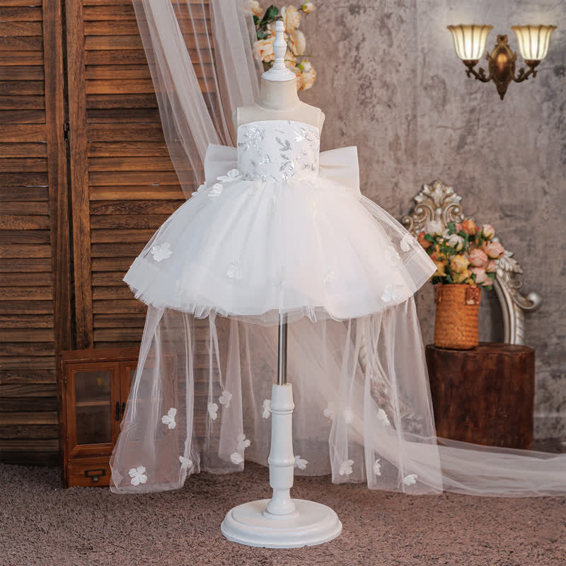 Mesh Rosette Sleeveless Midi Dresses - White - 2-3Y - image 1