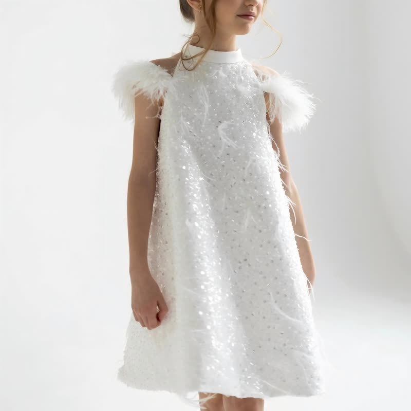Mesh Feather-trimmed Sleeveless Midi Dresses - image 3