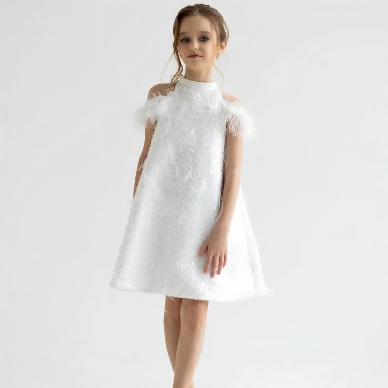 Mesh Feather-trimmed Sleeveless Midi Dresses - image 4