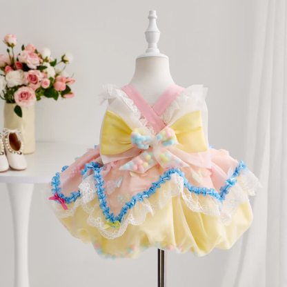 Chemical Fiber Blend Bow Sleeveless Short Dresses - image 3