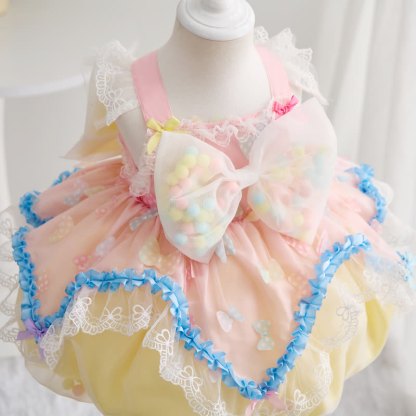 Chemical Fiber Blend Bow Sleeveless Short Dresses - image 4