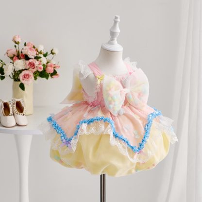 Chemical Fiber Blend Bow Sleeveless Short Dresses - image 2
