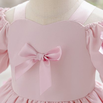 Satin Bow Short Sleeve Midi Dresses - image 5