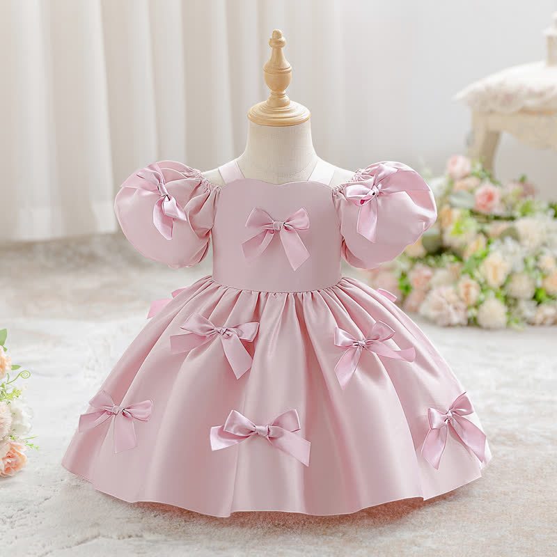 Satin Bow Short Sleeve Midi Dresses - image 2