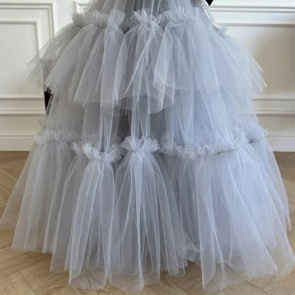 Mesh Bow Imitation Pearls  Ruched Gathered Sleeveless Maxi Dresses - image 17