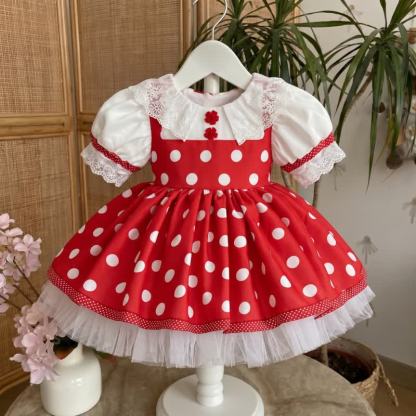 Satin Lace Edge Fluffy Short Sleeve Short Dresses With Headscarf - image 2