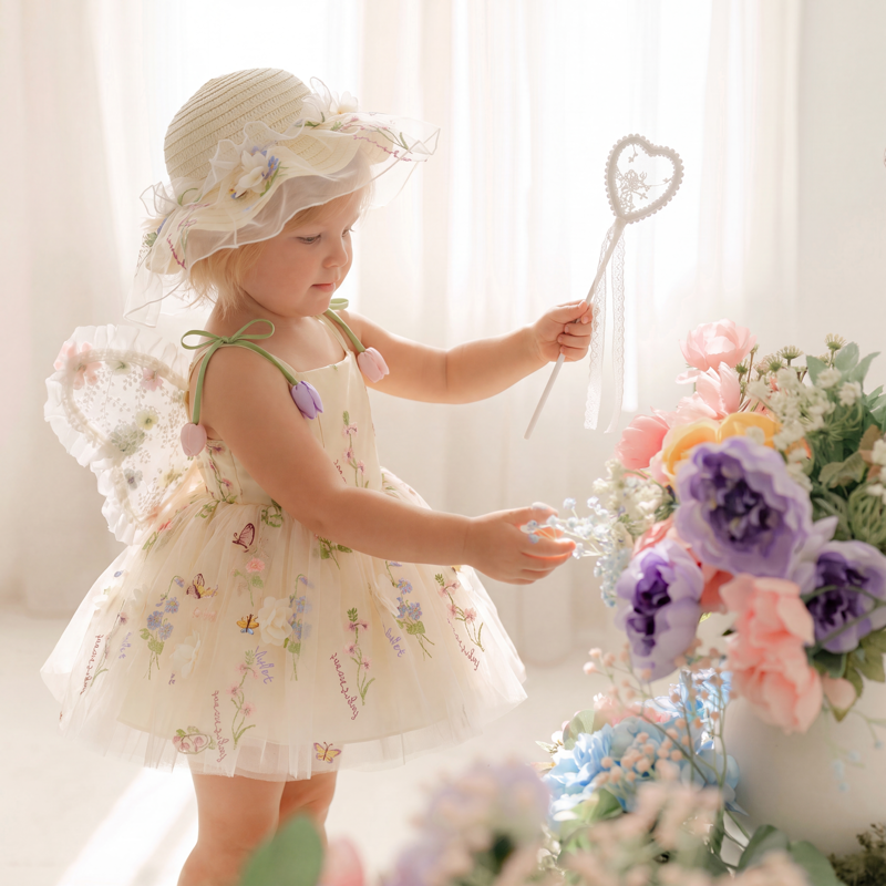 Mesh Rosette Sleeveless Midi Dresses With Hat And Wing - image 2