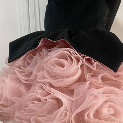 Velvet & Mesh Rosette  Bow Sleeveless Short Dresses - image 6