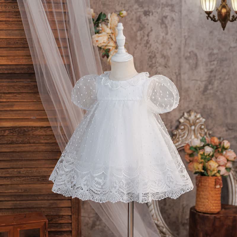 Mesh Lace Edge Short Sleeve Midi Dresses - image 3