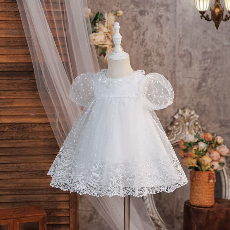 Mesh Lace Edge Short Sleeve Midi Dresses - image 3
