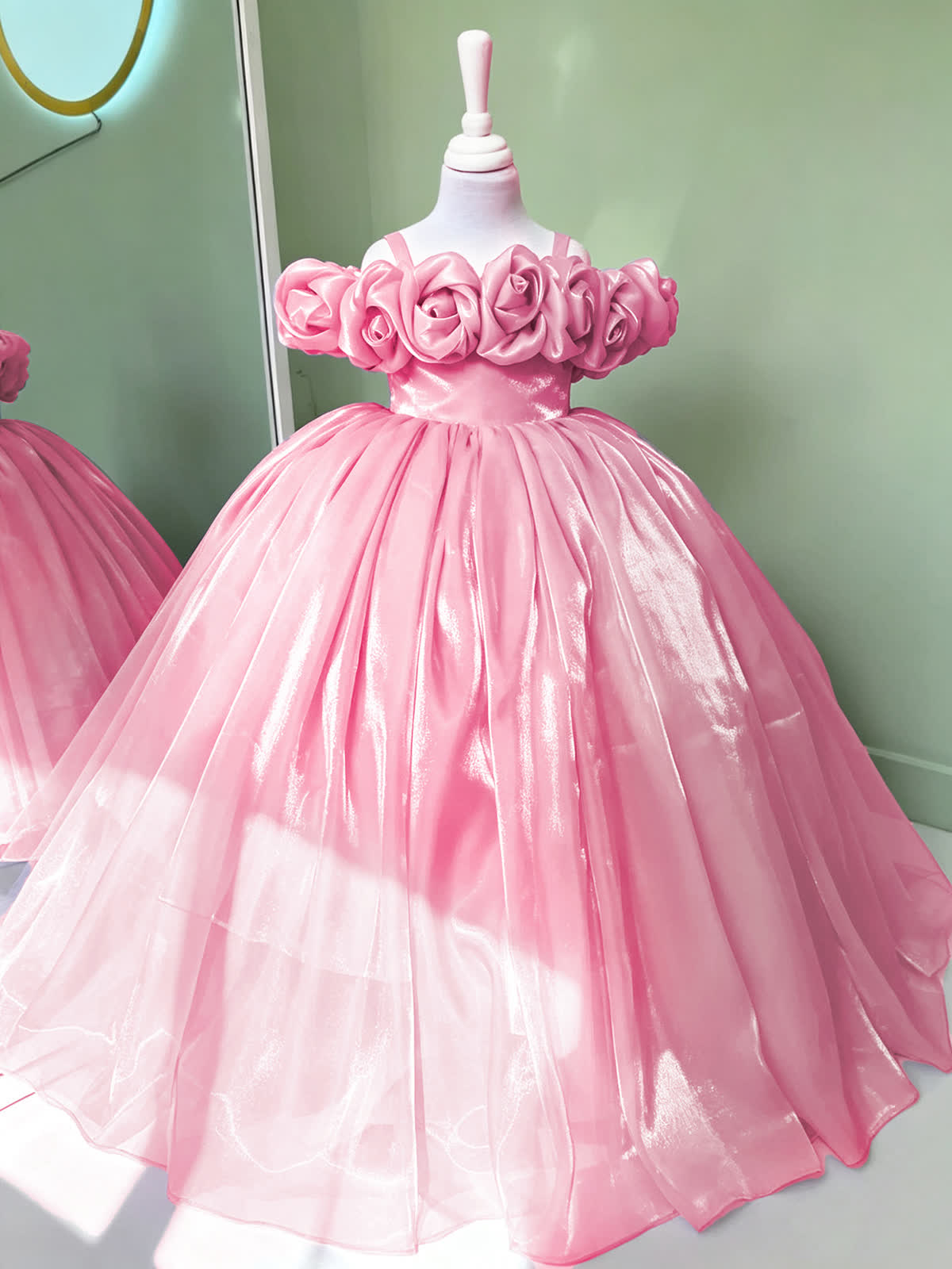 Organza Rosette Sleeveless Maxi Dresses - Pink floor-length - 160cm - image 1