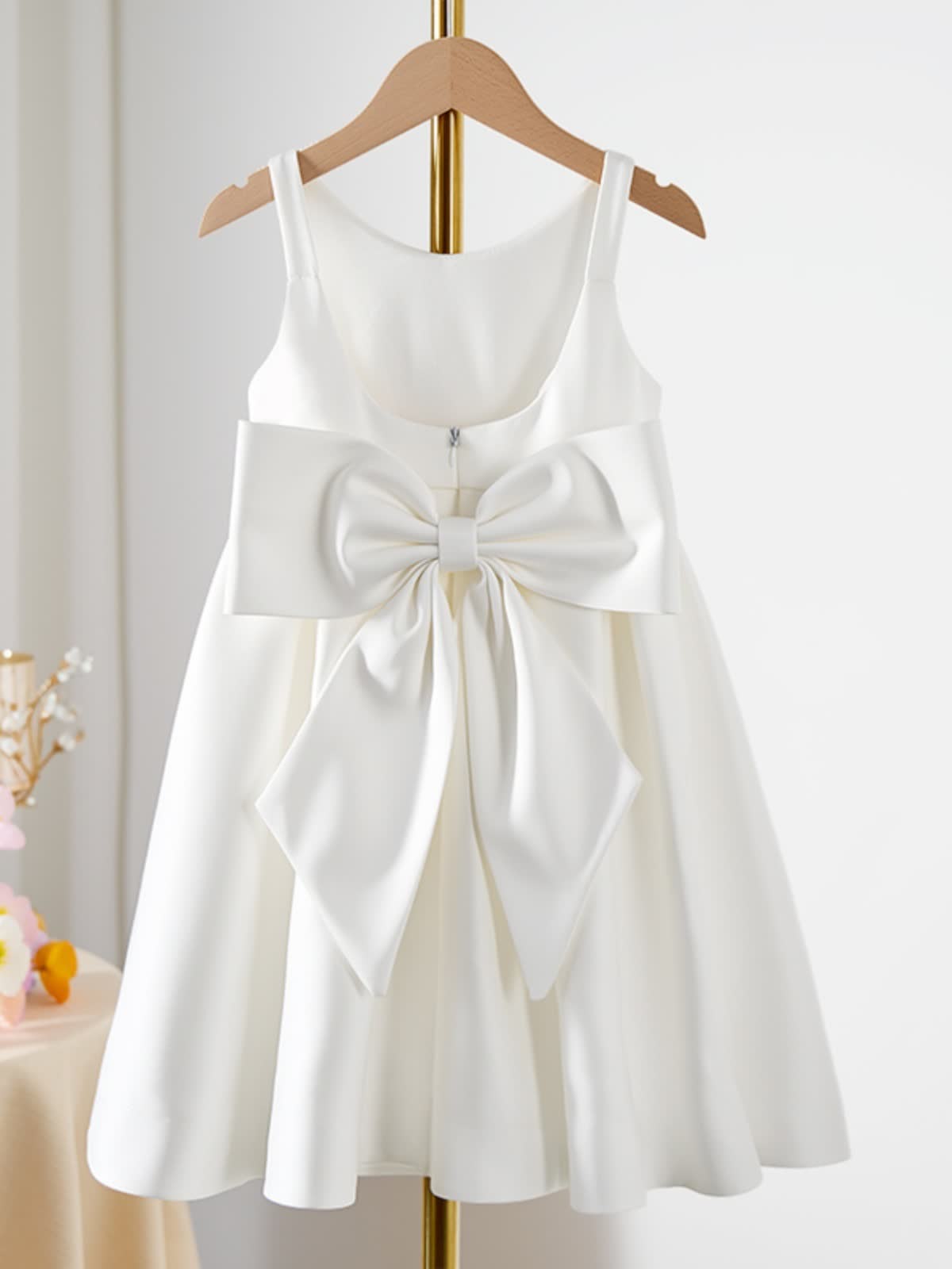 Satin Bow Sleeveless Mid-long Dresses - image 5