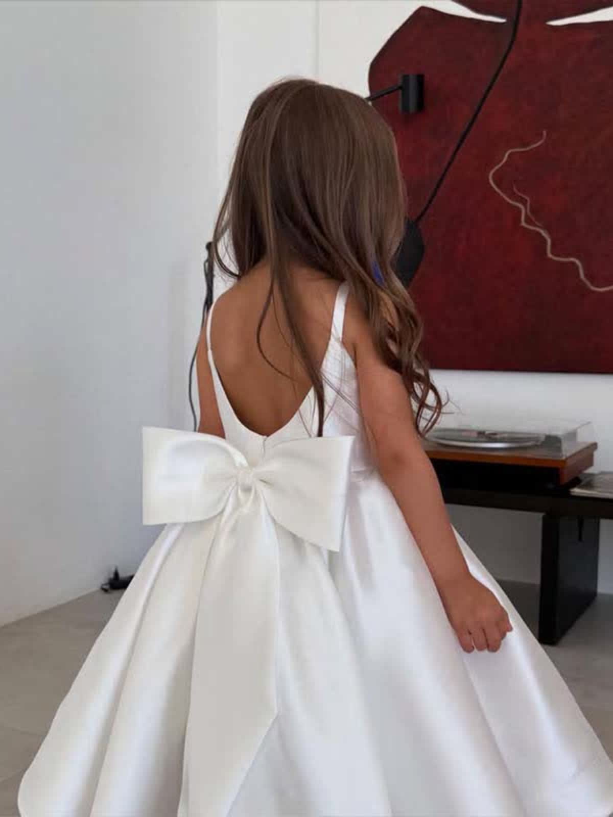 Satin Bow Sleeveless Mid-long Dresses - image 3