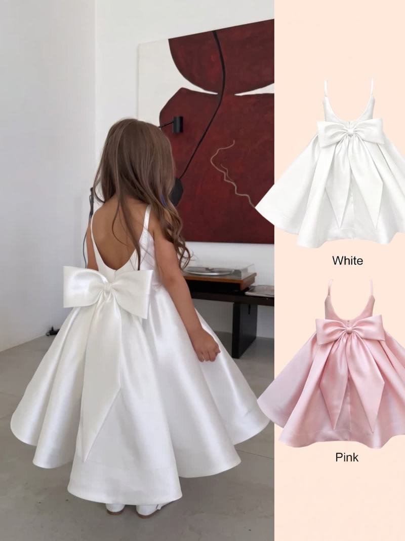 Satin Bow Sleeveless Mid-long Dresses - image 1