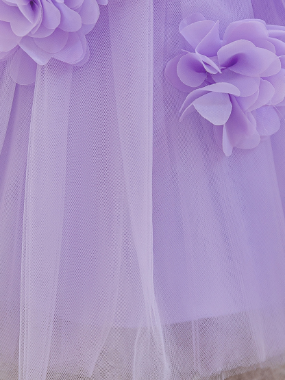 Mesh Rosette Short Sleeve Midi Dresses - image 6