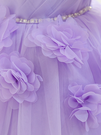 Mesh Rosette Short Sleeve Midi Dresses - image 5