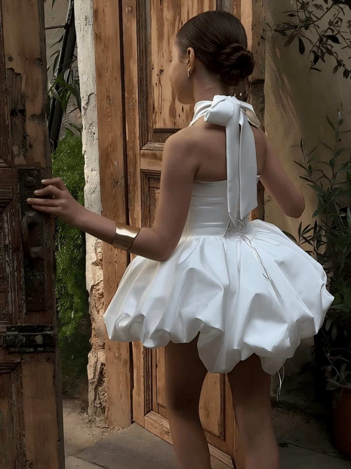 Satin Gathered Sleeveless Short Dresses - image 3