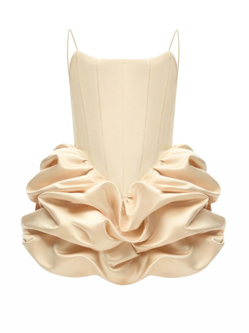 Satin Ruched Sleeveless Short Dresses - image 2
