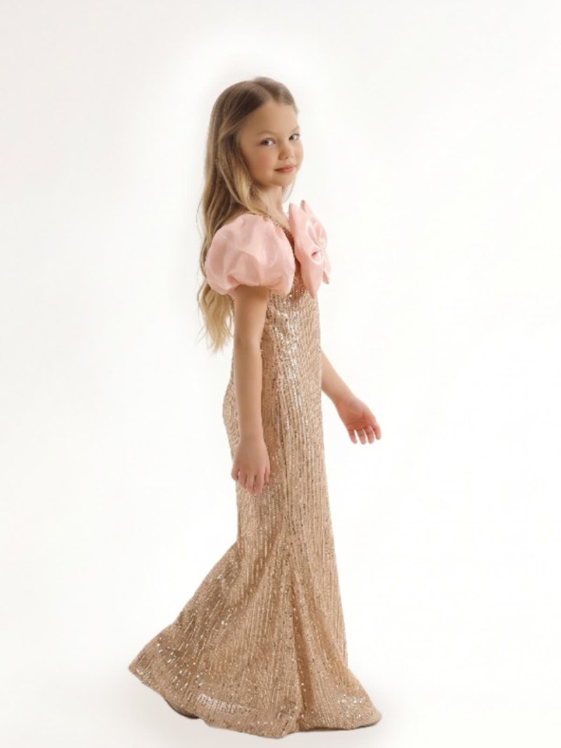 Glitter Bow Short Sleeve Maxi Dresses - image 2