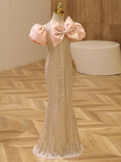 Glitter Bow Short Sleeve Maxi Dresses - image 5