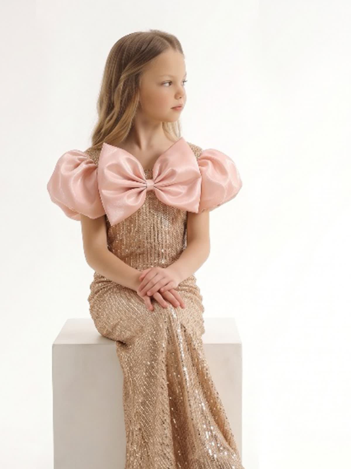 Glitter Bow Short Sleeve Maxi Dresses - image 3