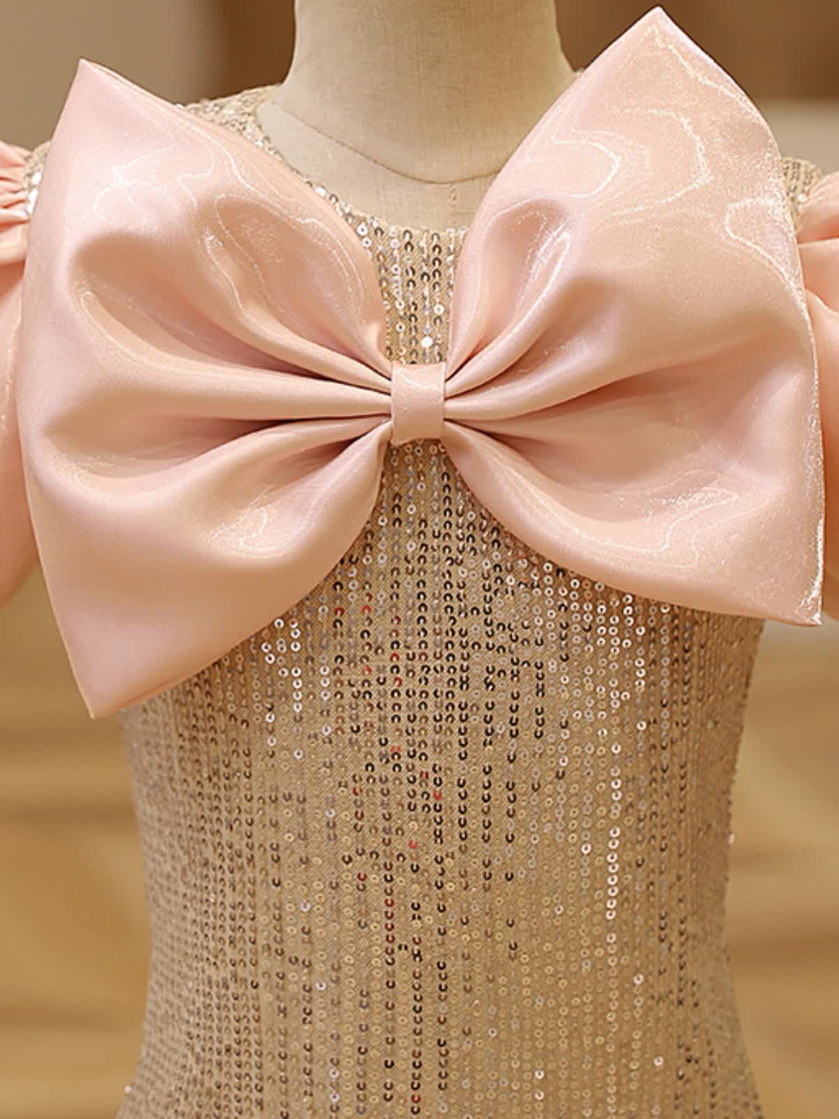 Glitter Bow Short Sleeve Maxi Dresses - image 9