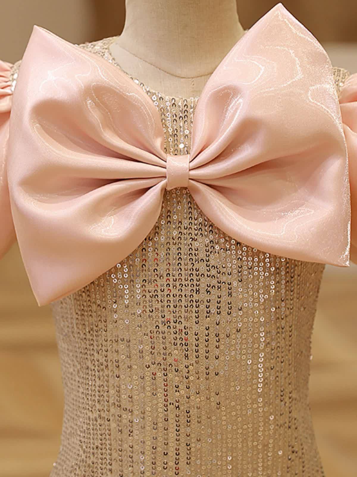 Glitter Bow Short Sleeve Maxi Dresses - image 9