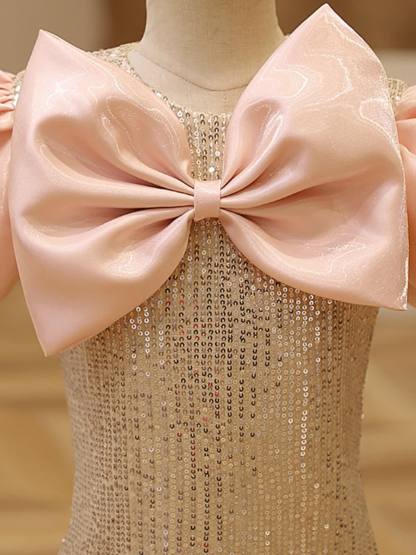 Glitter Bow Short Sleeve Maxi Dresses - image 9