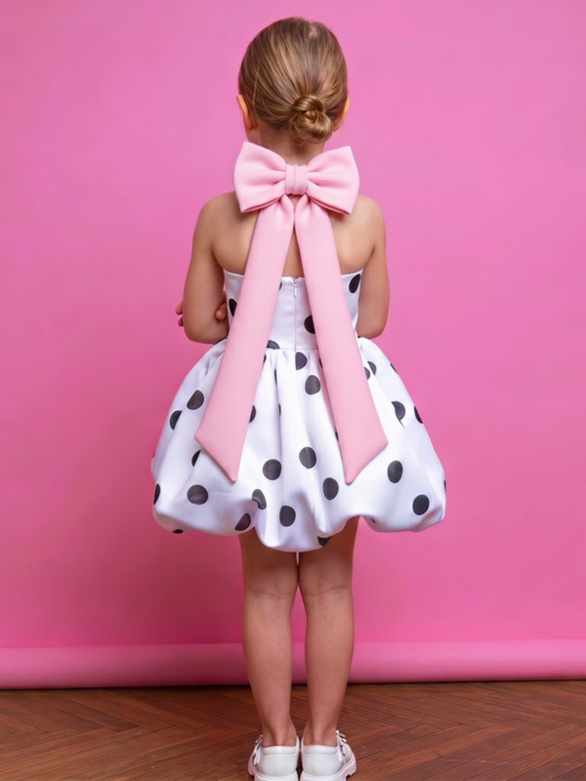 SCUBA KNIT Bow Sleeveless Short Dresses - image 3