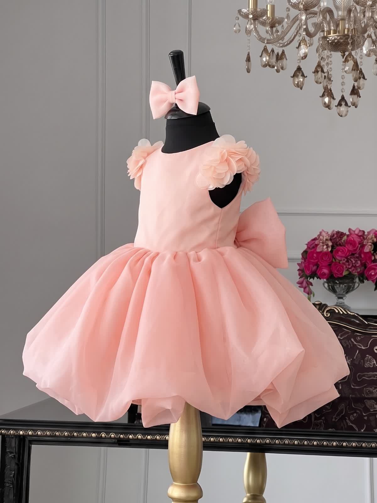 Organza Rosette Short Sleeve Midi Dresses - image 7