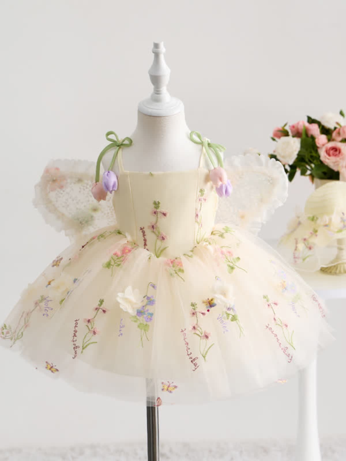 Mesh Rosette Sleeveless Midi Dresses With Hat And Wing - image 4