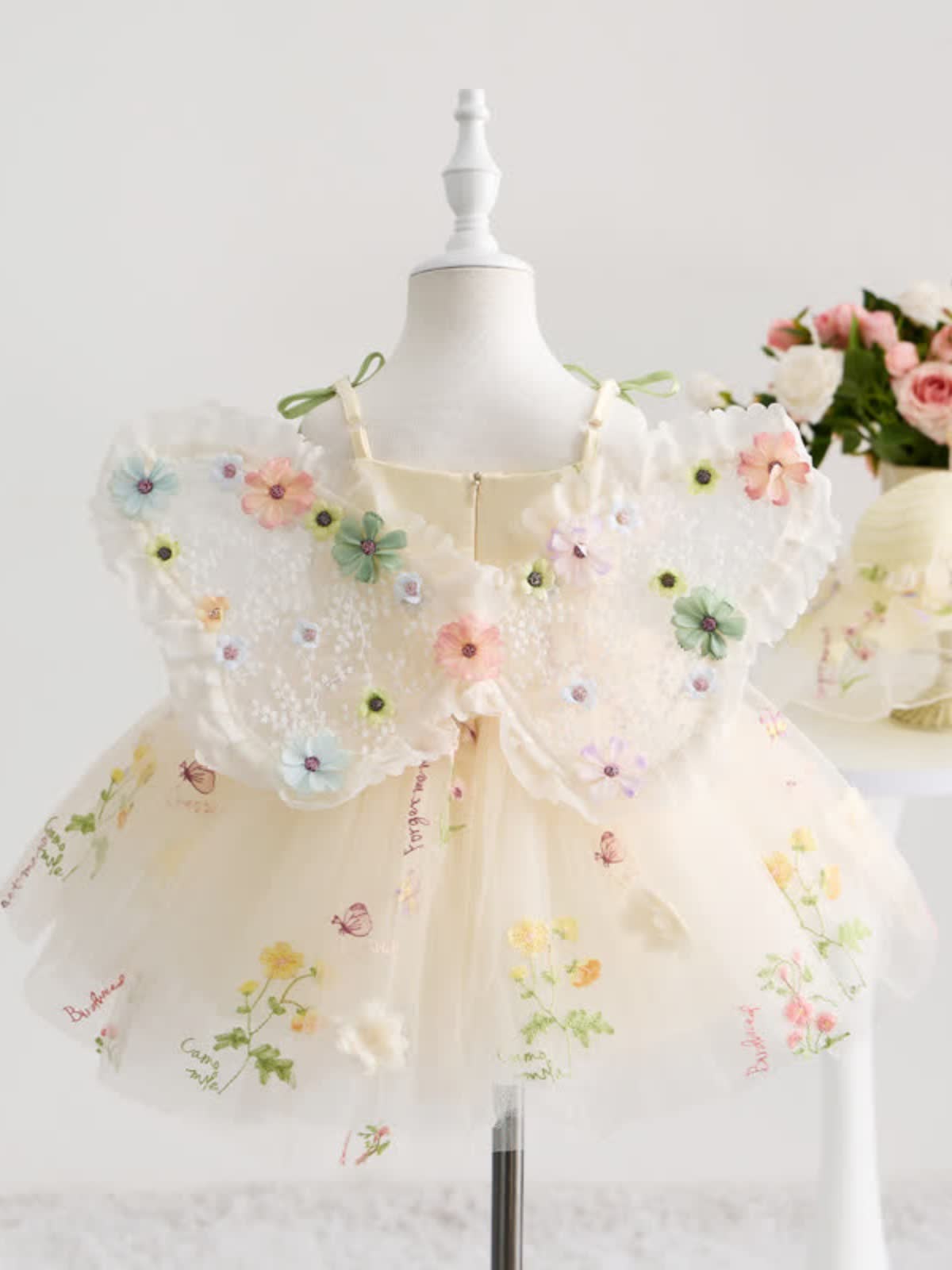 Mesh Rosette Sleeveless Midi Dresses With Hat And Wing - image 3