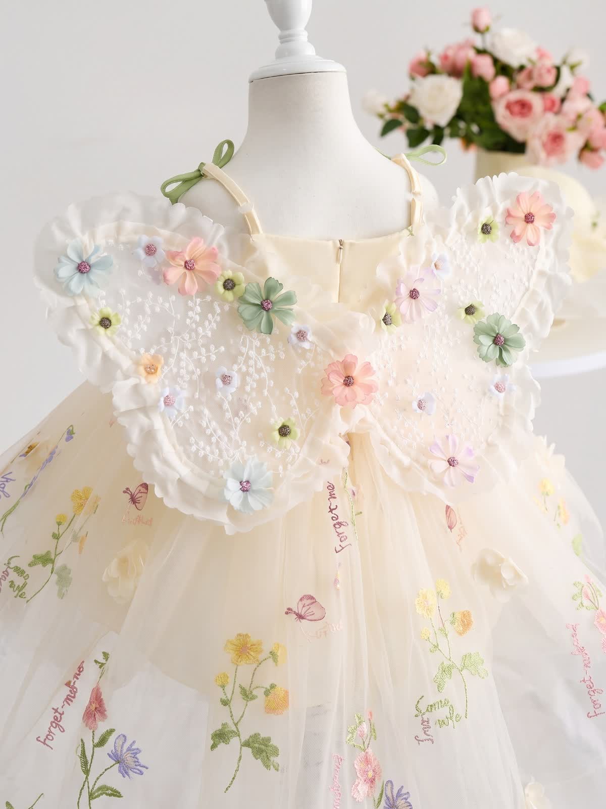 Mesh Rosette Sleeveless Midi Dresses With Hat And Wing - image 6