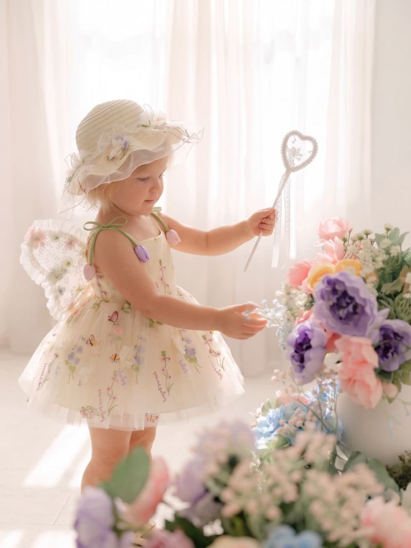 Mesh Rosette Sleeveless Midi Dresses With Hat And Wing - image 2