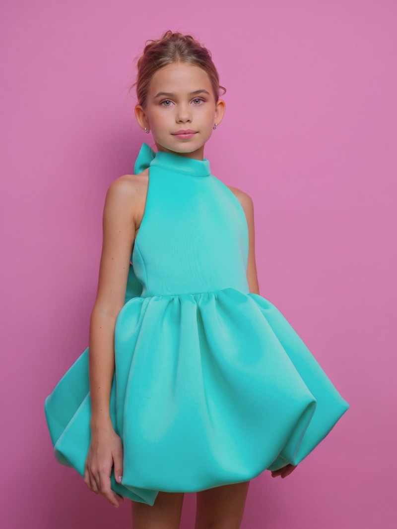SCUBA KNIT Bow Sleeveless Short Dresses - image 2