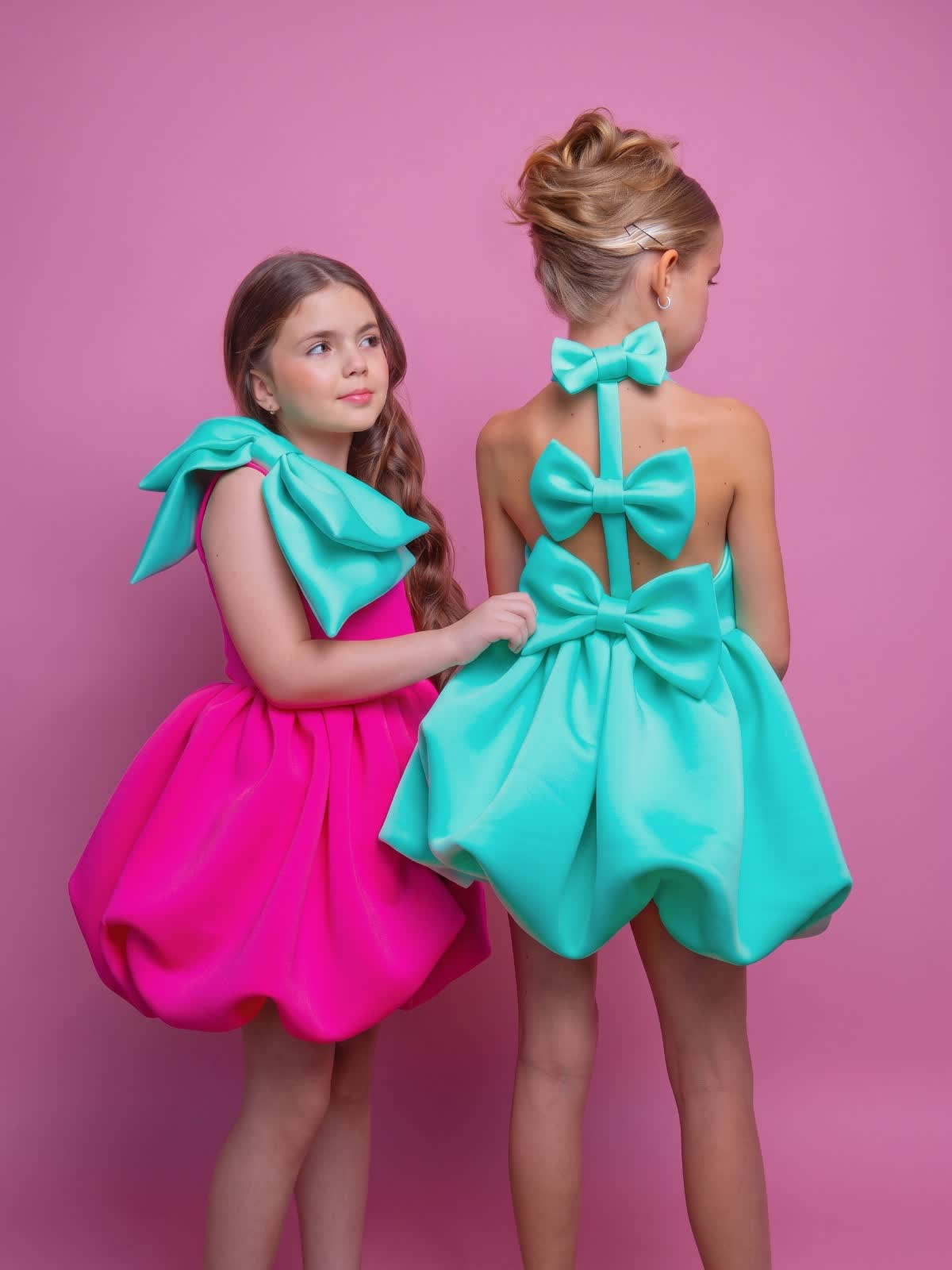SCUBA KNIT Bow Sleeveless Short Dresses - image 4