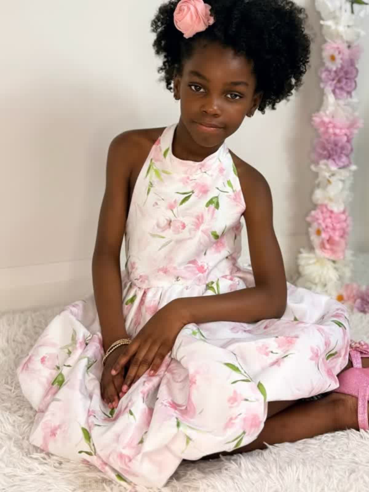 Chemical Fiber Blend Rosette Backless Sleeveless Short Dresses - image 8