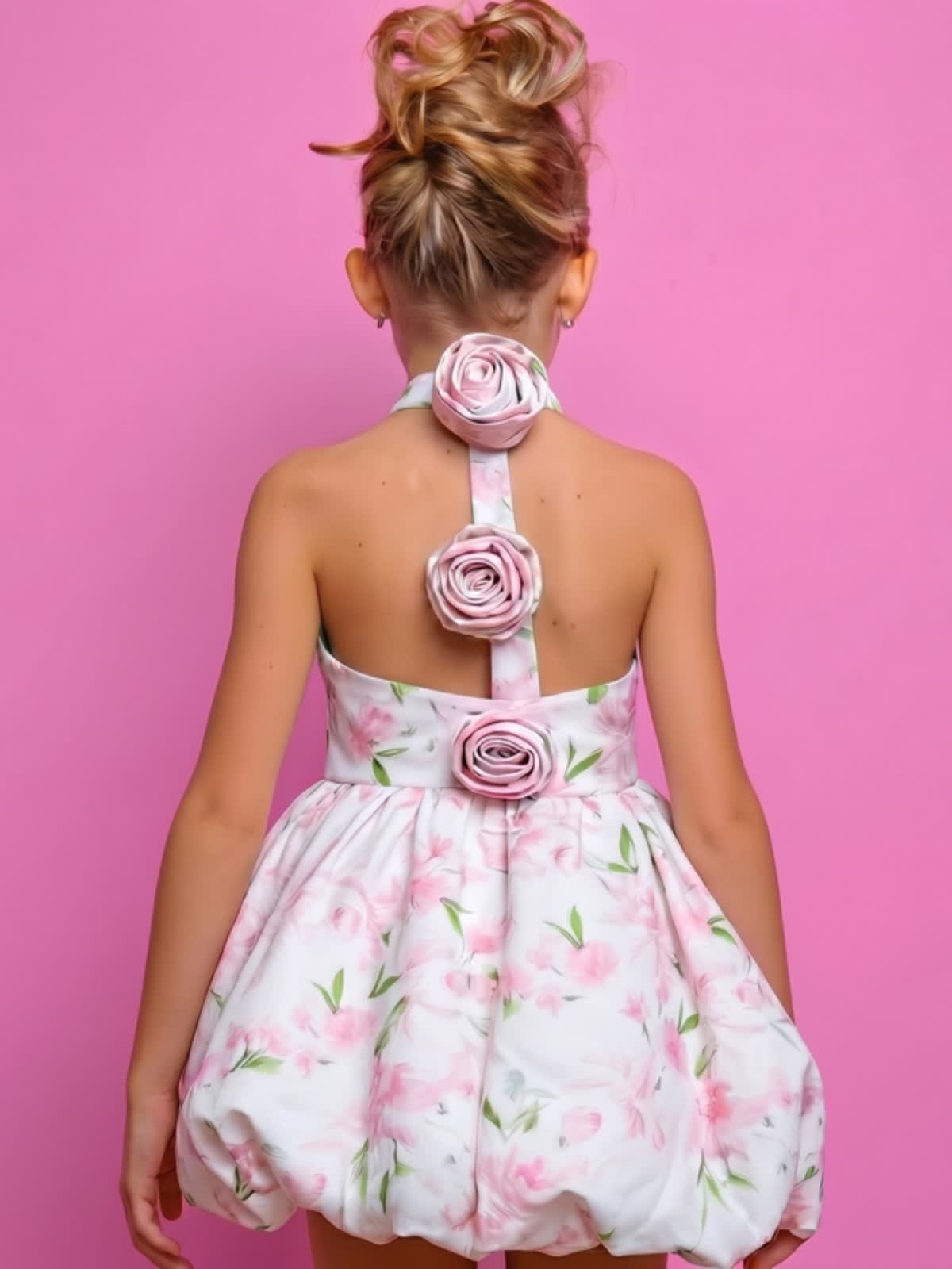 Chemical Fiber Blend Rosette Backless Sleeveless Short Dresses - image 6