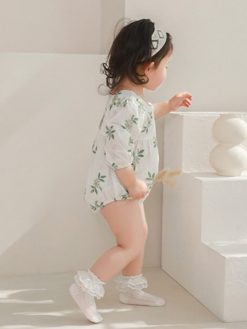 100% Cotton Solid Stitching Lace Socks - image 2
