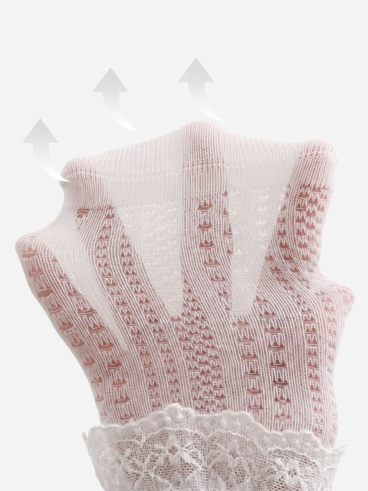 100% Cotton Solid Stitching Lace Socks - image 5