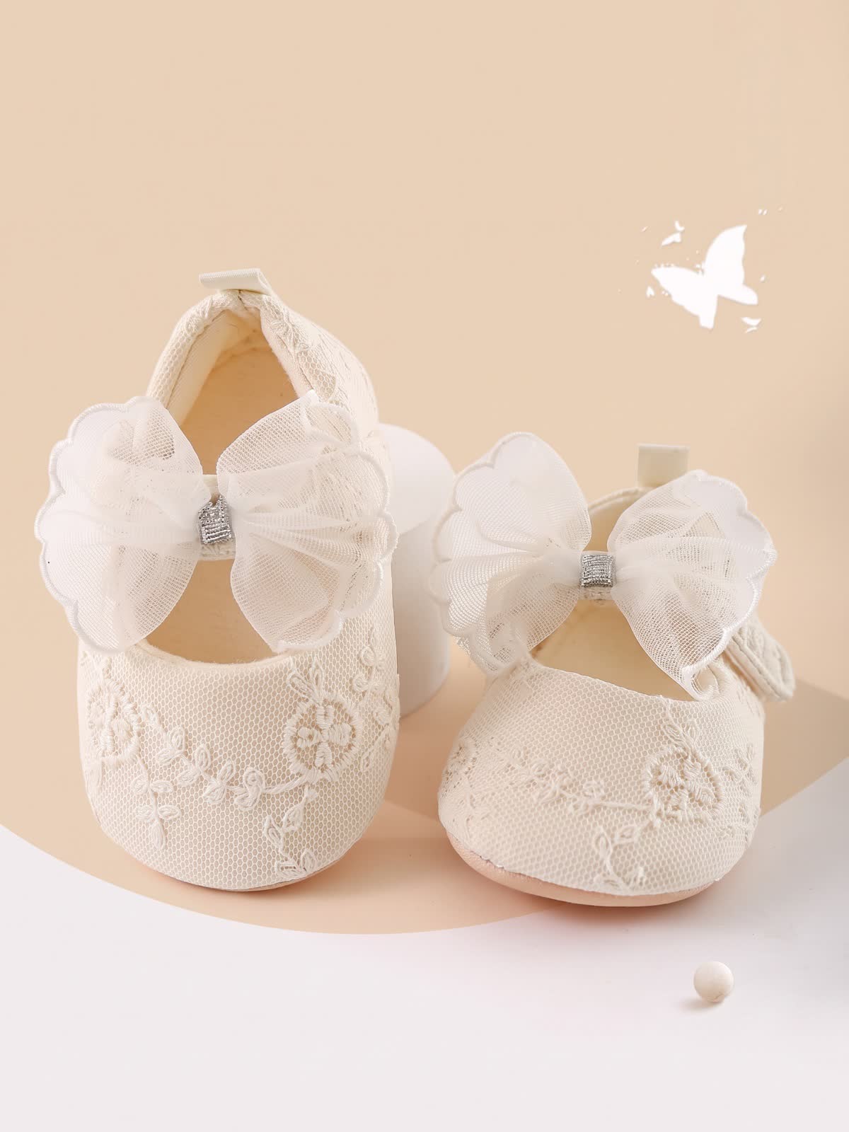 Solid Bow Round Toe Flats  - Beige - 12-18M - image 1