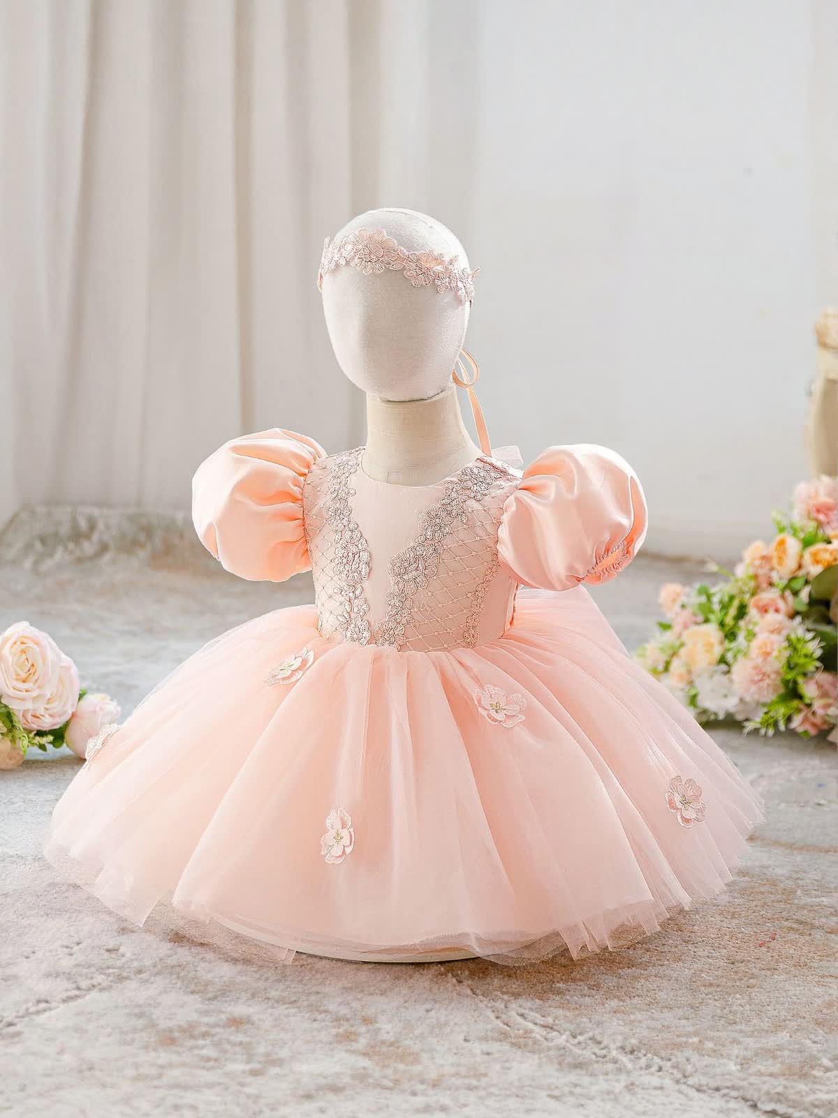 Satin Rosette Short Sleeve Midi Dresses - image 4